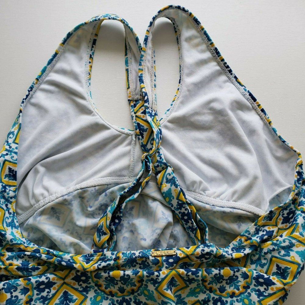 NICOLE MILLER Blue Postage Print Tankini Top - Picture 4 of 9